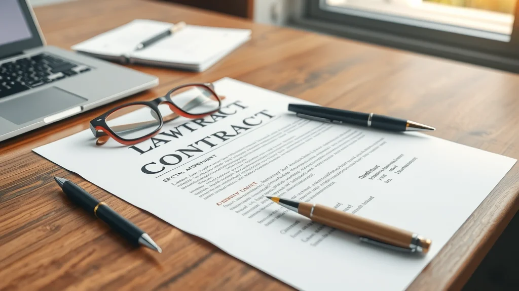 Legal separation agreement contract on attorney's desk with pens, photorealistic, high-detail law office