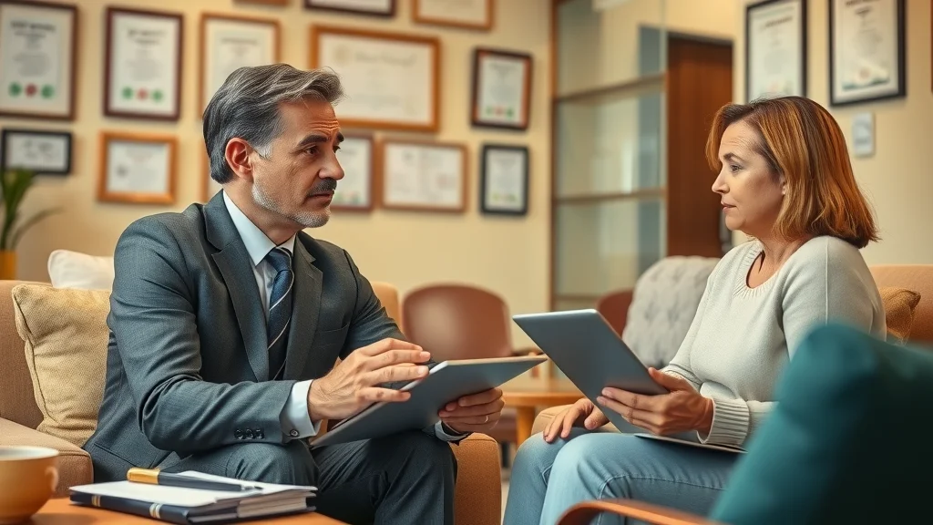 Family law attorney consulting couple in mediation vs litigation scenario in a legal office in St Charles County MO