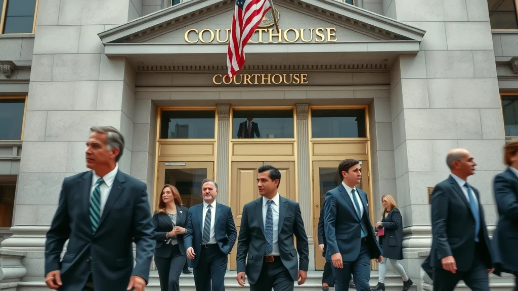 Busy courthouse scene illustrating the legal process for ending a marriage, including divorce and annulment proceedings in Missouri