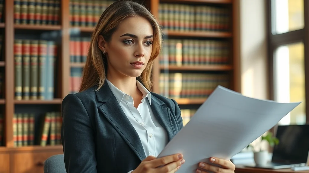 Professional female family law attorney reviewing documents in an office specializing in family law and divorce law