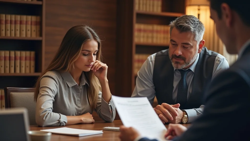 Parent with attorney reviewing parenting plan checklist—parenting plan drafting in legal setting